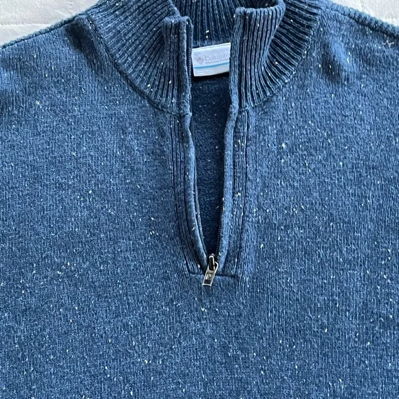 Columbia 1/4 Zip Wool Blend Sweater Blue Size Large - Picture 2 of 14